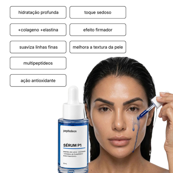 Sérum Facial Peptídeo de Cobre 2% com Ácido Hialurônico e Niacinamida 30 ml