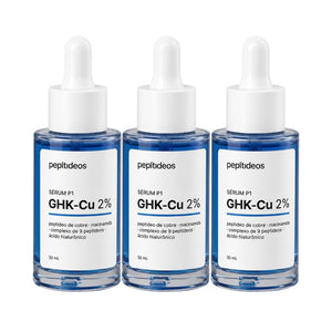 GHK-Cu Sérum Facial 2% Peptídeo de Cobre e Mais 9 Peptídeos Bioativos - Pepitideos 30ml