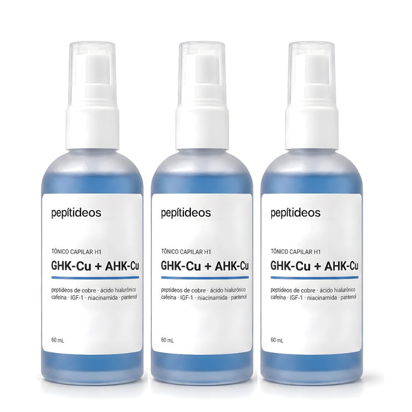 TÔNICO CAPILAR H1 - (GHK-Cu + AHK-Cu) para fortalecimento e densidade com peptídeos de cobre