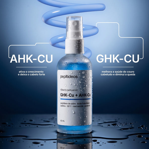 TÔNICO CAPILAR H1 - (GHK-Cu + AHK-Cu) para fortalecimento e densidade com peptídeos de cobre