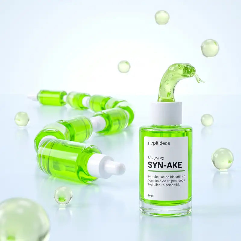 sérum p2 syn-ake com a cobrinha de gel saindo do conta-gotas